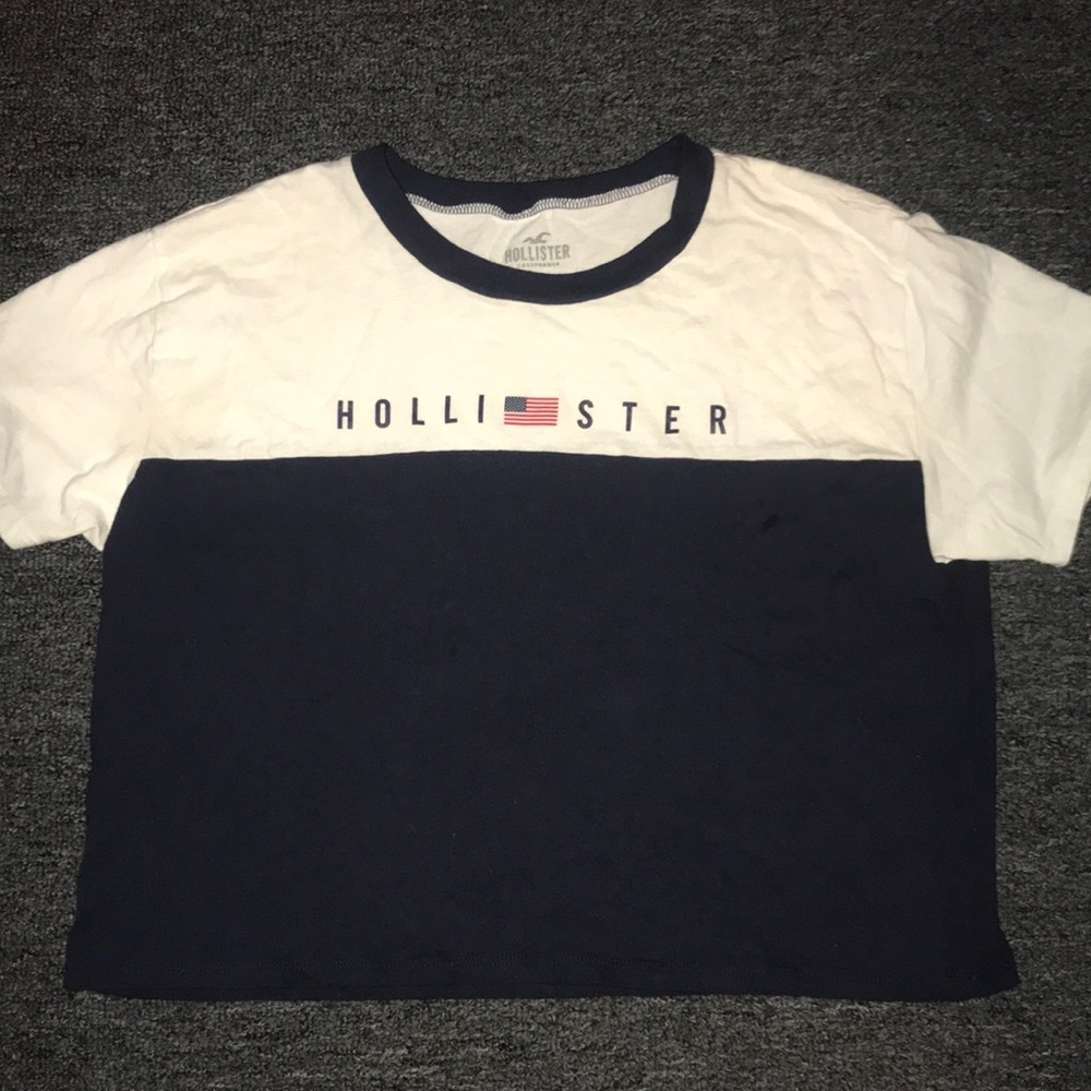 Hollister blue and white crop top
